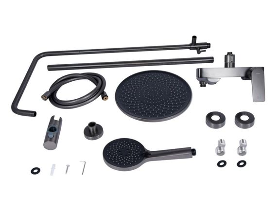 Душова система універсальна Qtap Vlasta New Gunmetal Black PVD з виливом QTVLA111GMB45651 | Зображення 1