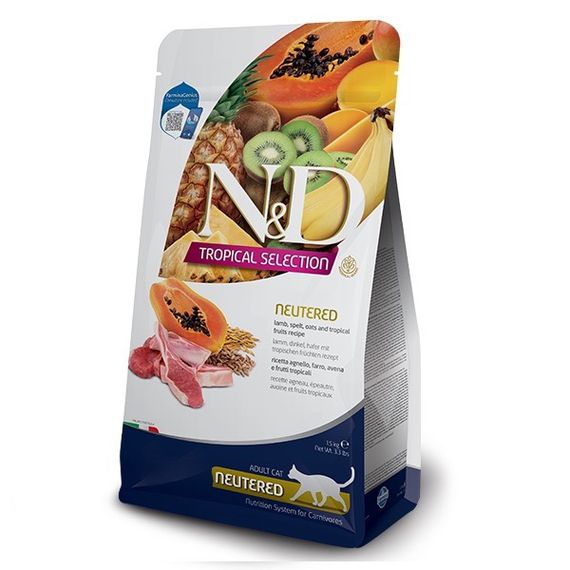 Сухий корм із ягнятиною для стерилізованих котів Farmina N&D Tropical Selection Lamb Neutered, 1.5 кг