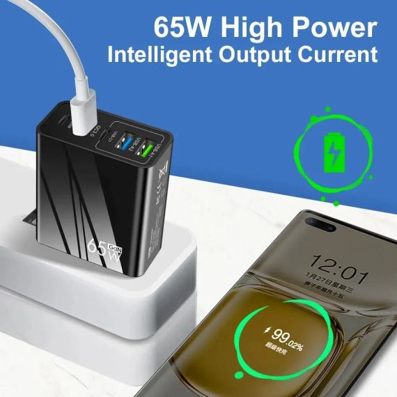 Зарядное устройство PD 65W, 3.0 USB, Type-C PD, блок зарядки для IPhone, IPad | Зображення 1