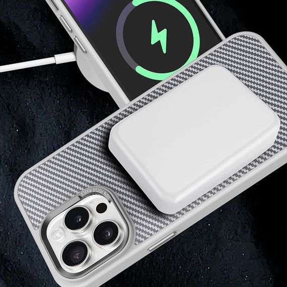 Чохол TPU+PC Carbon Mirage with MagSafe для Apple iPhone 15 Pro Max (6.7") Grey | Зображення 5