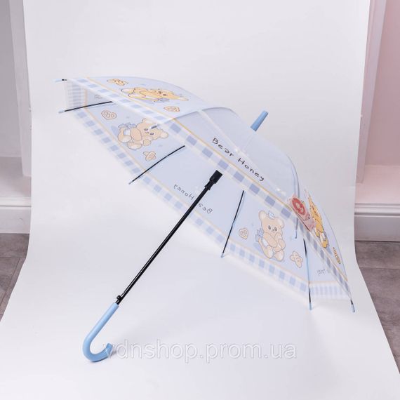 Классический детский зонт-трость полуавтомат из полиэстера прочный надежный 8 спиц диаметр 94 см  Голубой HP-23-11BL | Зображення 7