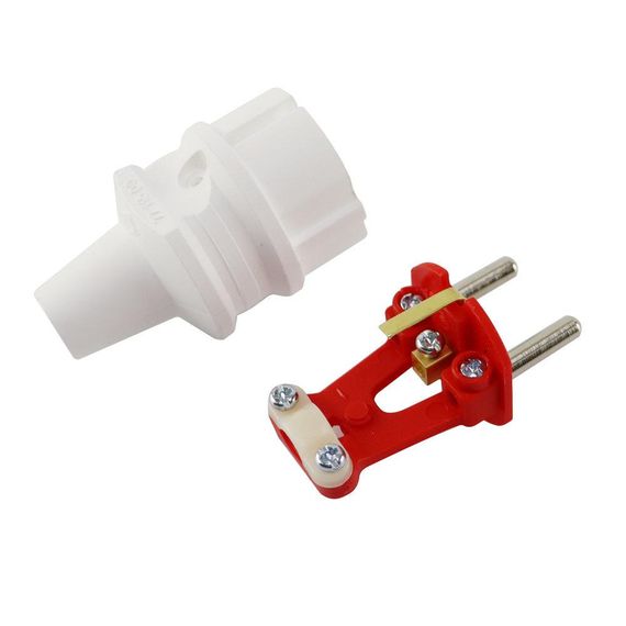 Вилка з заземленням, 16А, біла, AY-KA, (арт. 62-13-04) | Зображення 1