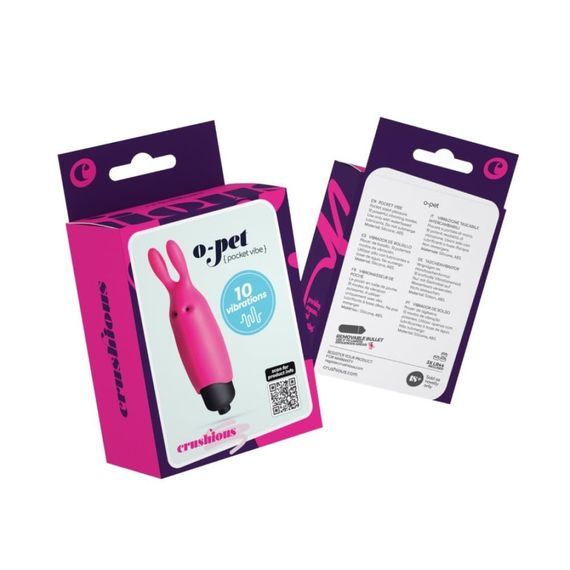 Кишеньковий вібратор зайчик Crushios O-Pet рожевий Sex Aura | Зображення 8