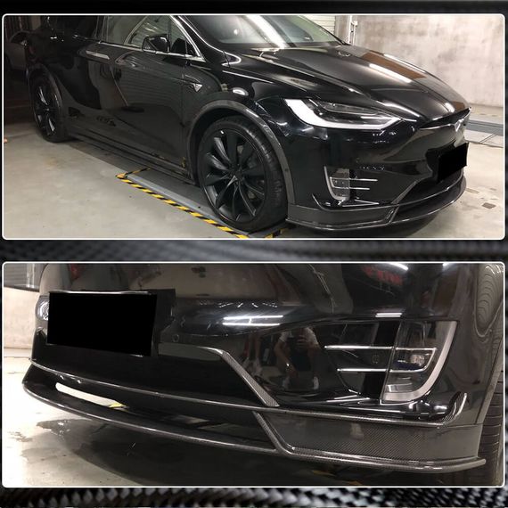 Накладка на передній бампер Lip (2015-2021, Карбон) для Tesla Model X 2015- рр | Зображення 3