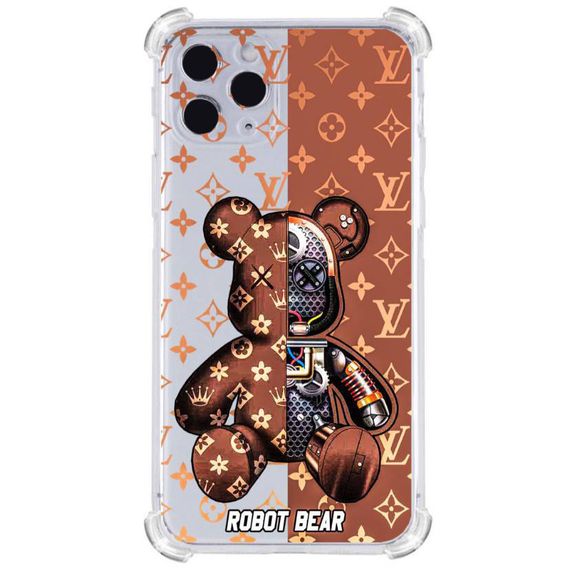 Прозорий протиударний чохол для iPhone 11 pro З принтом: Robot Bear
