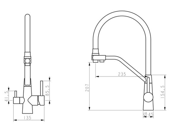 Змішувач для кухні Lidz Aria 020F3 з гнучким виливом з підключенням для питної води LDARI020F3BNK37647 | Зображення 7