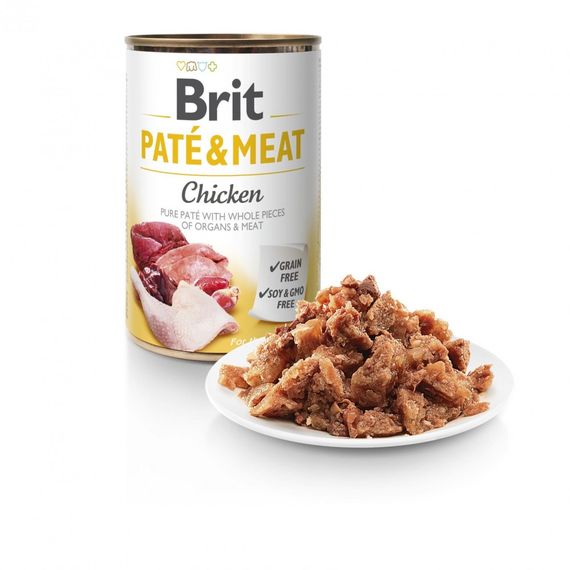 Корм вологий Brit Care Pate and Meat для дорослих собак з куркою 400 г | Зображення 1