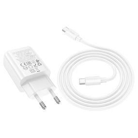 Набор СЗУ HOCO N61 + Type-C/Type-C кабель, 1xUSB + 1xUSB-C, PD20W + QC3.0, White