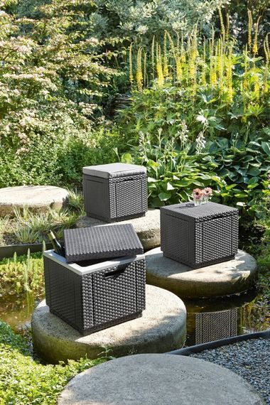 Пуф-ящик пластиковий садовий з подушкою Keter CUBE коричневий (17192157) | Зображення 5