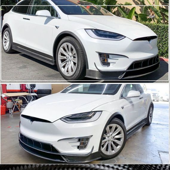 Накладка на передній бампер Lip (2015-2021, Карбон) для Tesla Model X 2015- рр | Зображення 4