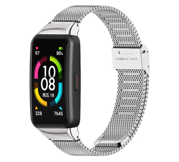 Миланский металлический ремешок Mijobs для фитнес браслета Huawei Honor Band 6 - Silver | Зображення 1