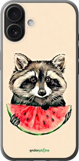 Чохол на iPhone 16 Plus Єнотик з кавуном "4605u-3714-2448"