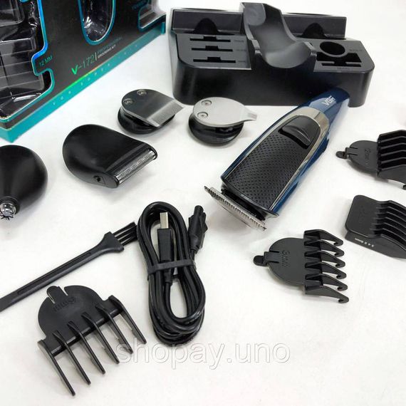 Машинка триммер 4в1 VGR V-172 для стрижки волосся на акумуляторі зарядка USB, електробритва для голови | Зображення 4