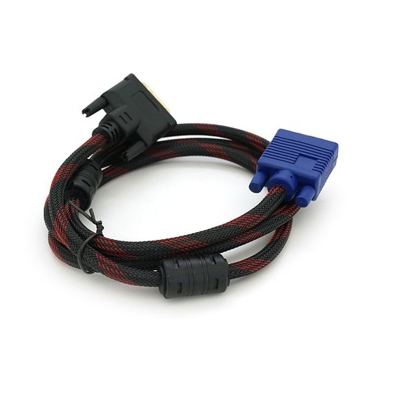 Кабель VGA -DVI-I (24 + 5) 1.5м етра 2 феррита оплетка круглый черный Q200 | Зображення 1