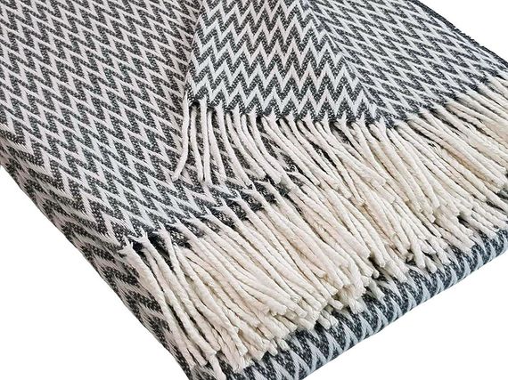 Плед бавовняний зіг-заг сірий Love You 140 x 200 см | Зображення 3