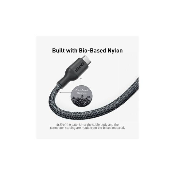 Дата кабель USB-C to USB-C 1.8m 140W bio-nylon 544 black Anker (A80F6H11) | Зображення 5
