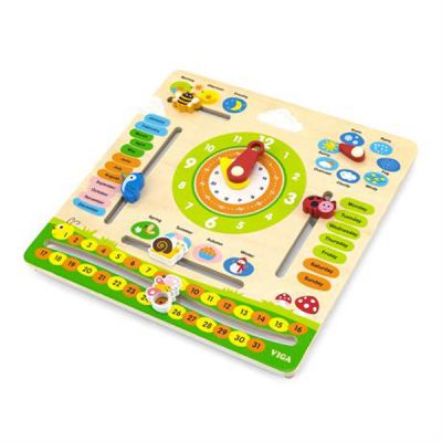 Розвиваюча іграшка Viga Toys дерев&apos;яний календар з годинником, англійською мовою (44538) | Зображення 2