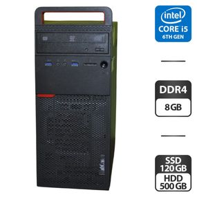 Комп'ютер Lenovo ThinkCentre M700 Tower / Intel Core i5-6400 (4 ядра по 3,7 - 3,3 ГГц) / 8 ГБ DDR4 / 120 ГБ SSD + 500 ГБ HDD / Intel HD Graphics 530 / DVD-ROM / Windows 11 Pro б/в