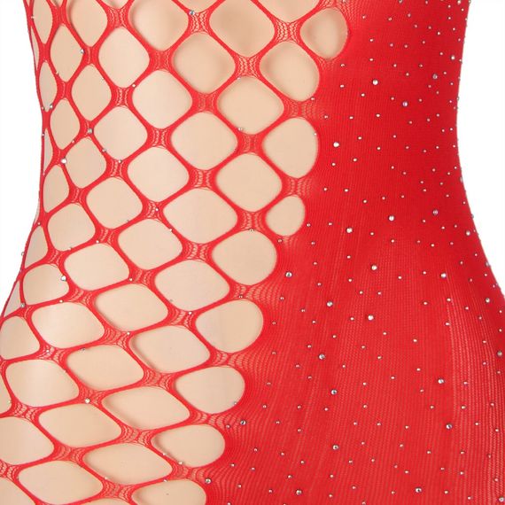 Сексуальное красное платье в крупную сетку Star Night со стразами sexstyle | Зображення 5