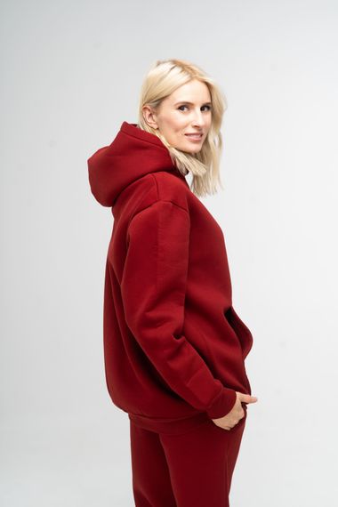 Худі жіночий утеплений бордового кольору, 2XL | Зображення 2
