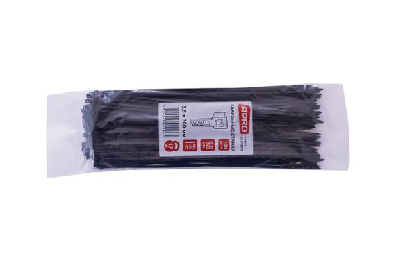 Хомут пластиковый Apro - 3,6 x 300 мм черный (100 шт.) (CT-B36300)