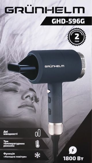 Професійний фен для сушіння волосся Grunhelm GHD-596G 1800 Вт дорожний фен Синій | Зображення 5