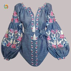 Рубашка	 Украинская 	 вышиванка 	222268116	 цвет  	синий	 размер 5	X