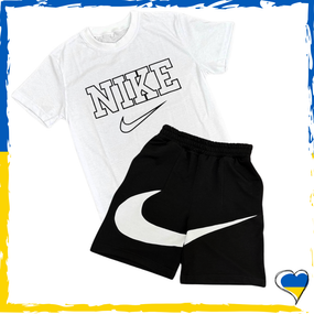 Комплект шорти Nike Big Swoosh + футболка Nike біла. XS S M L XL XXL