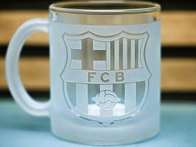 Стеклянная чашка 320 мл Barcelona с гравировкой подарок для фаната ФК Барселона футбольная кружка