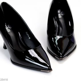 Елегантні люксові лакові глянсові туфлі човника на шпильці 38
