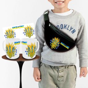 Набір: дитяча сумка-бананка+кружка Україна Герб 32х15см, бананка для хлопчика через плече на подарунок (00984)