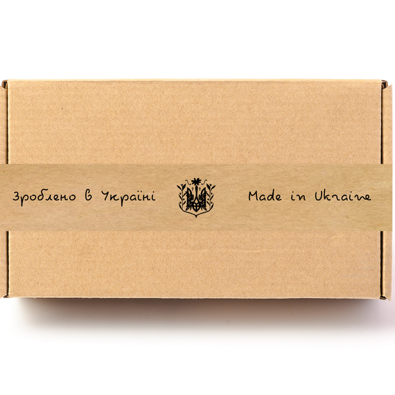 Скотч этикетка крафт "Зроблено в Україні / Made in Ukraine", 50х294 мм (100 шт/рулон), самоклеющаяся Viskom
