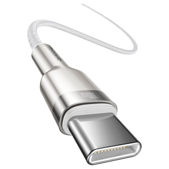 Дата кабель USB-C to USB-C 1.0m 100W metal white Baseus (CATJK-C02) | Зображення 1