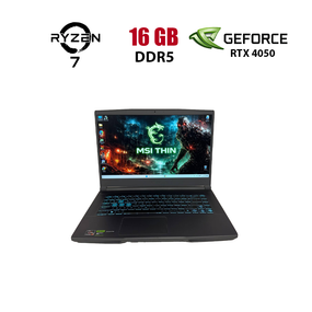 Ігровий ноутбук Б-клас MSI Thin A15 B7VE / 15.6" (1920x1080) IPS / AMD Ryzen 7 7735HS (8 (16) ядер по 3.2 - 4.75 GHz) / 16 GB DDR5 / 512 GB SSD NVMe / nVidia GeForce RTX 4050, 6 GB GDDR6, 96-bit / WebCam б/в