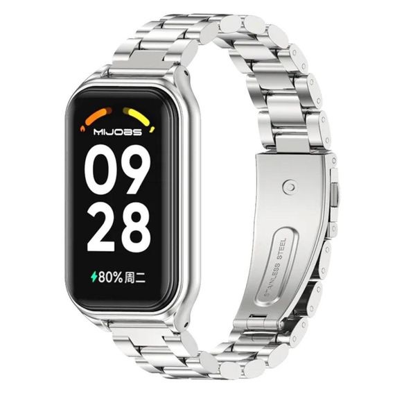 Металевий ремінець Mijobs для фітнес браслета Xiaomi Mi Smart Band 8 Active - Silver | Зображення 1