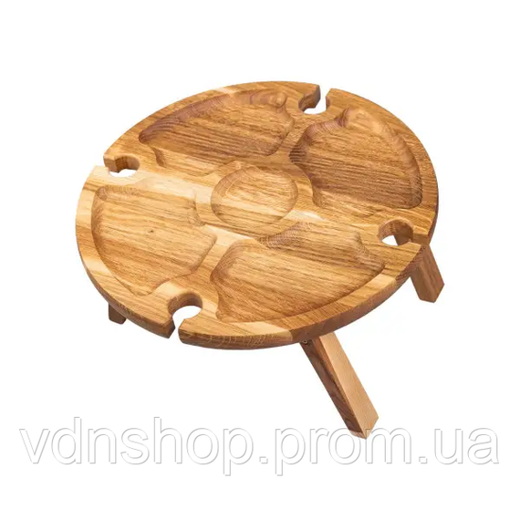 Винный круглый столик из дерева 35х35х18 см на ножках BWR35018S | Зображення 1