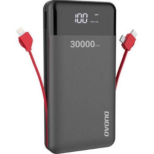 Повербанк УМБ Dudao K1Max 30000mAh with built-in cables black  (6970379617618) | Зображення 3