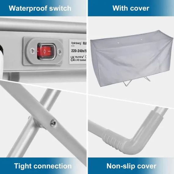 Електрична сушарка для білизни Rainberg EA-0149 центральний стіл від мережі міцні накладки | Зображення 8