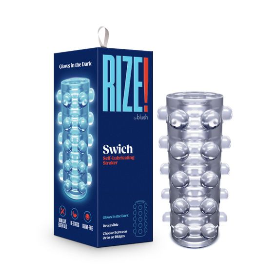 Мастурбатор Blush Rize – Swich Glow in the Dark Masturbator Clear, двусторонний, светится в темноте