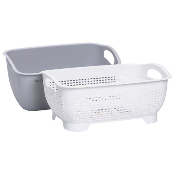 Кошик-друшлак 2 в 1 для миття овочів, фруктів і зелені 32×23×13 (см) Білий HP-45-5W | Зображення 1