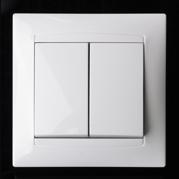 Выключатель двухклавишный белый KB-2V wh