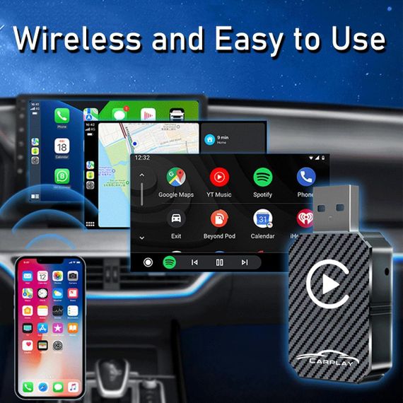 Бездротовий адаптер CarPlay XIXIXIAXIA Q1M 2025, конвертація з дротового Карплей Plug & Play USB-C iOS 12+ чорний | Зображення 1