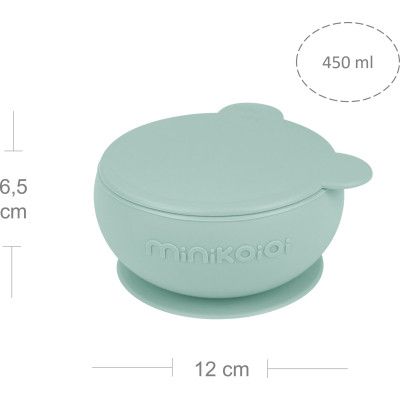 Тарелка детская MinikOiOi Bowly глубокая с крышкой на присоске River Green (101080007) | Зображення 2