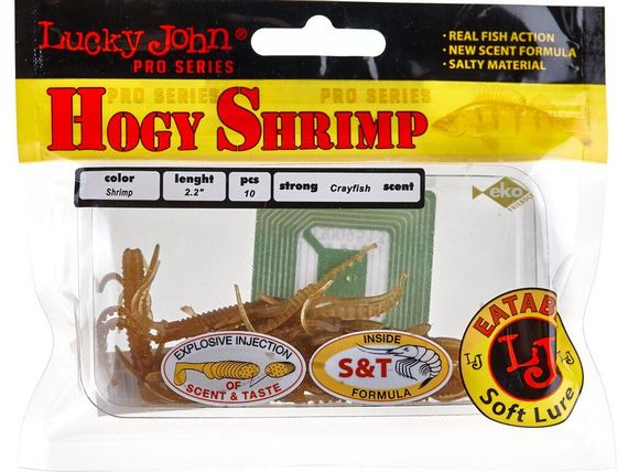 Виброхвосты съедобные искусственные LJ Лаки Джон Pro Series HOGY SHRIMP 2,2in (05.60)/S18 10 шт в упаковке. | Зображення 1
