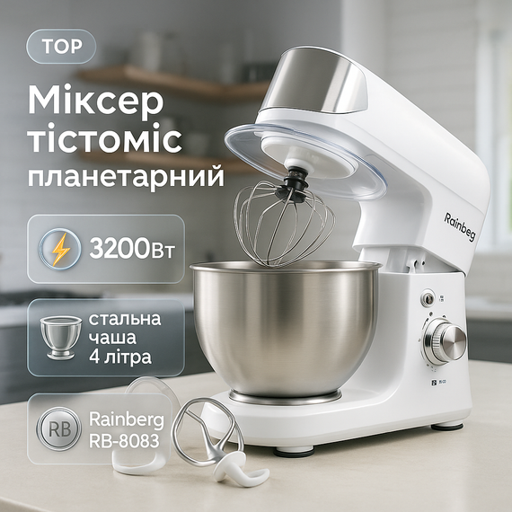 Стационарный тестомес для дома Rainberg RB-8083 3200 Вт, Хороший миксер кухонный миксер FD-75