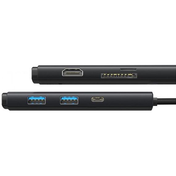 Перехідник HUB Baseus Lite Series 6in1 (Type-C to HDMI + 2xUSB 3.0 + PD+SD/TF) (WKQX05) Black | Зображення 4