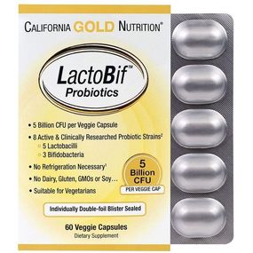 Пробиотик California Gold Nutrition LactoBif Probiotics, 5 Billion CFU 60 Veg Caps CGN00963