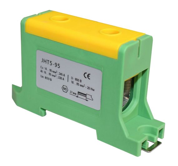 Клема силова СКНГз-JHT5-95 16-95мм2 220А "PE" жовто-зелена Ny95506240
