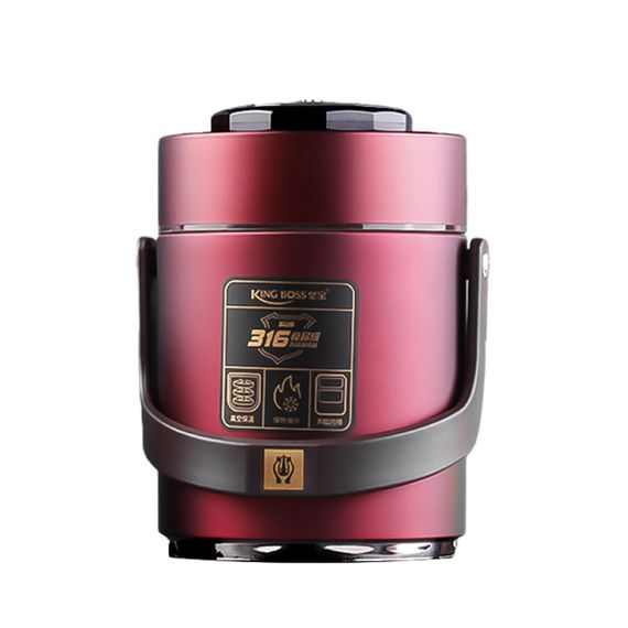 Термос для еды с 2 контейнерами из нержавеющей стали на 1.5 литра красный HP156R