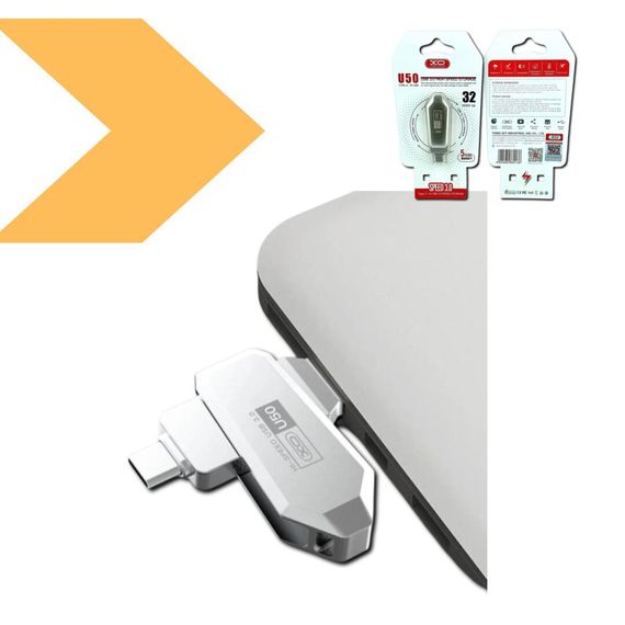 Флеш-пам'ять XO U50 USB Type-C 3.0 128Gb стальной (MAW-44129_685) | Зображення 1